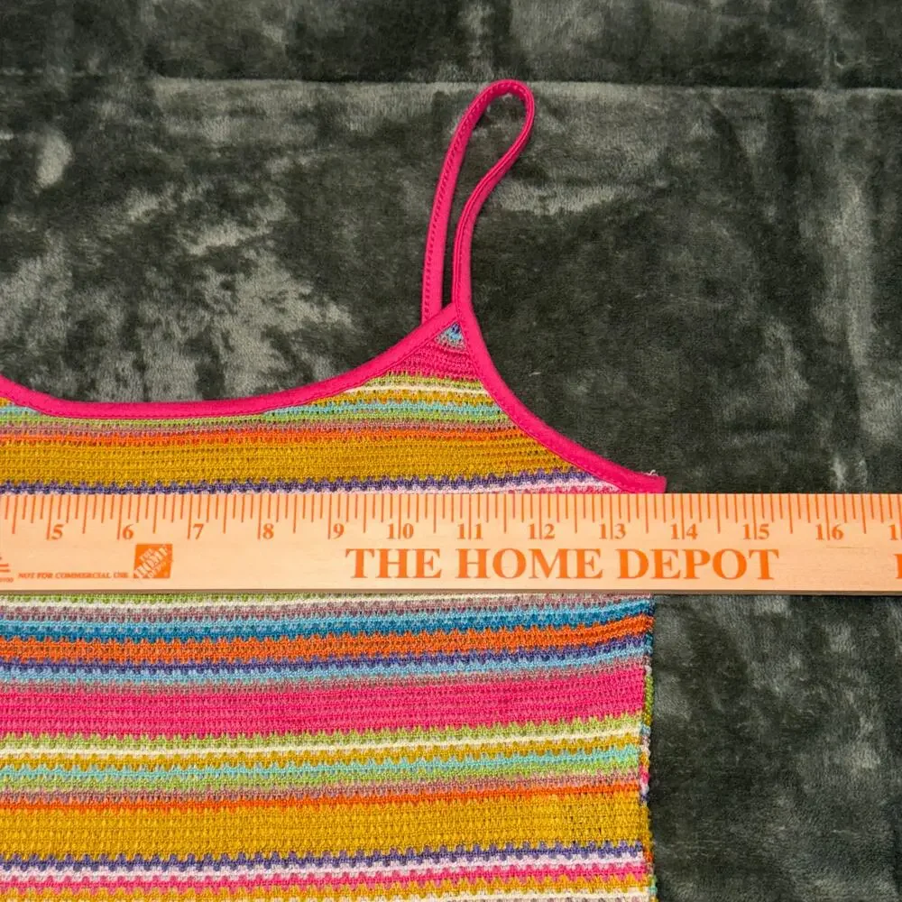 Shein Rainbow Knit Cropped Tank Top Women's Size XS Boho Summer Preppy - Picture 6 of 7